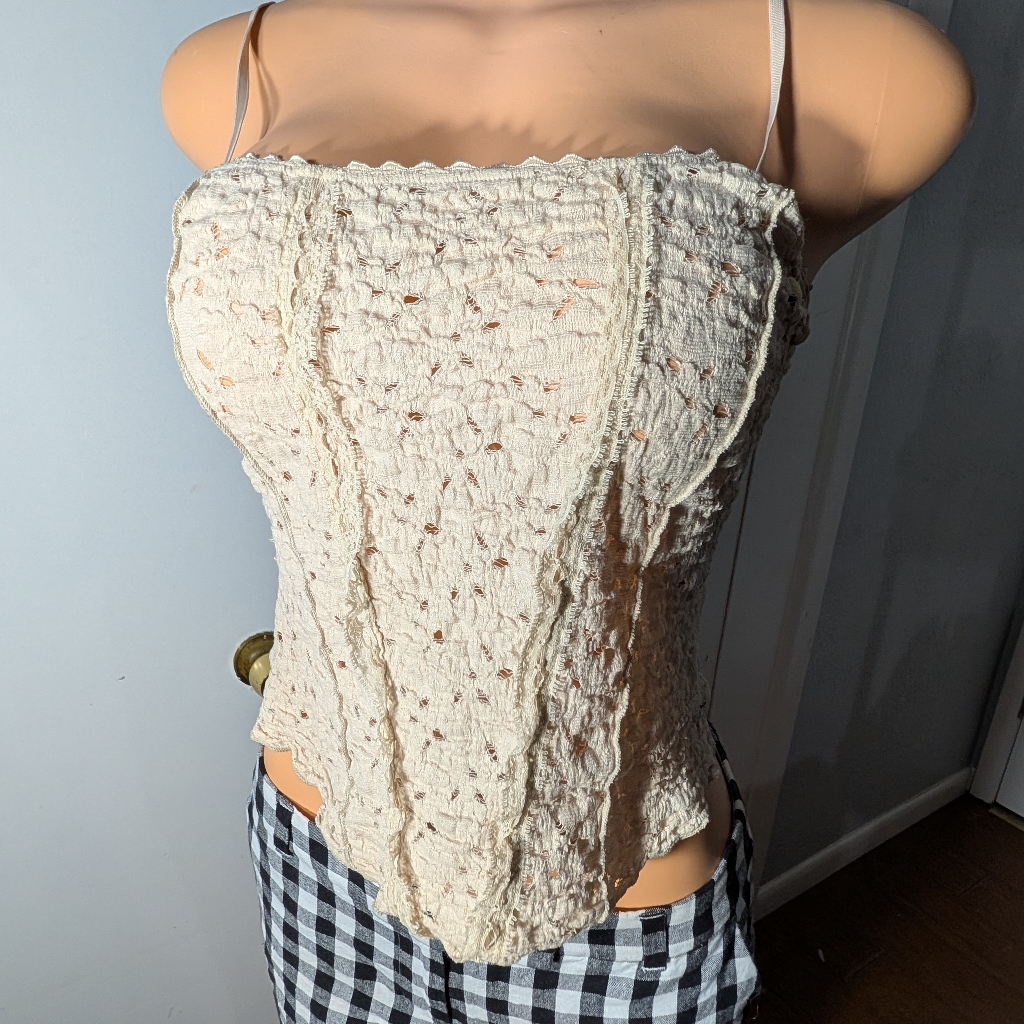 Rampage Cream-Colored Crochet Top Size M